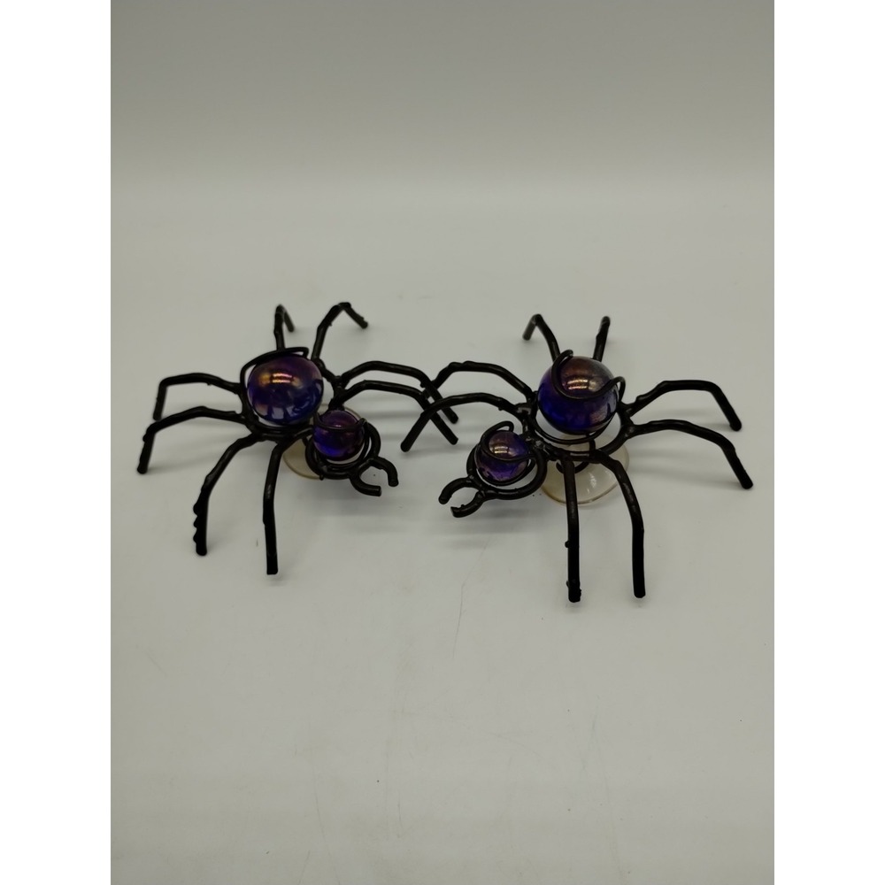 Set Of 2 Metal And Marbles Spiders Window Sun catchers Halloween - Picture 1 of 9